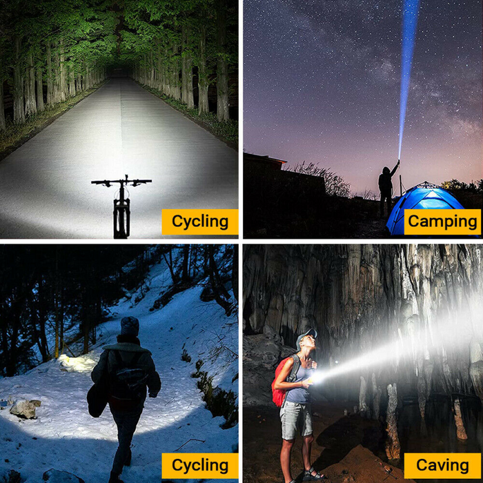 Rechargeable LED Flashlight Lamp 5-Modes Zoomable Hiking Camping Outdoor Torch +Battery+Charger