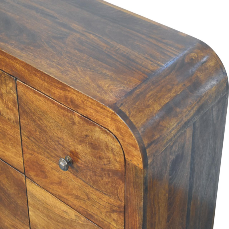 Artisan Furniture Solid Wood Darcy 3 over 3 Drawer Chest in Chestnut Finish, Brown