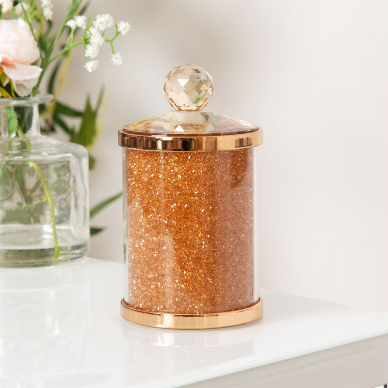 Estella Rose Gold Finish Metal, Glass & Crystal Trinket Box