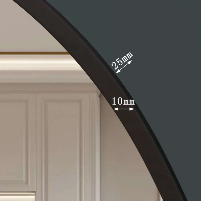 Akiko - Full Length Black Metal Arched Mirror - 180cm x 105cm.