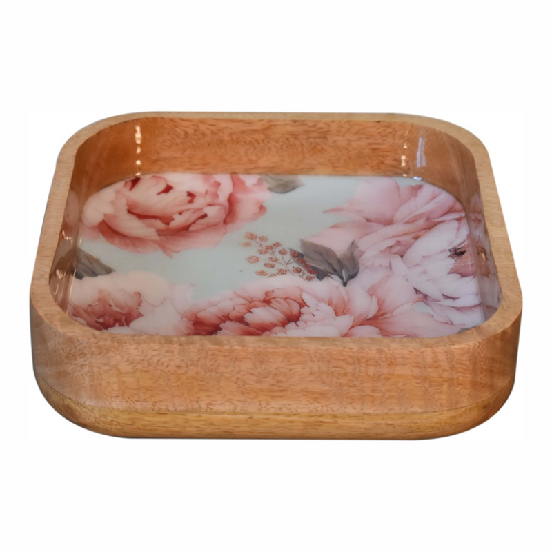 Artisan Furniture Serveware - Pink Floral Square Bowl Set of 2