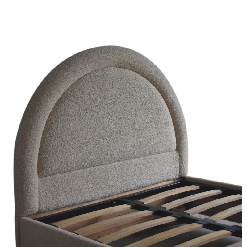 Artisan Furniture Solid Wood Cream Boucle Double Bed