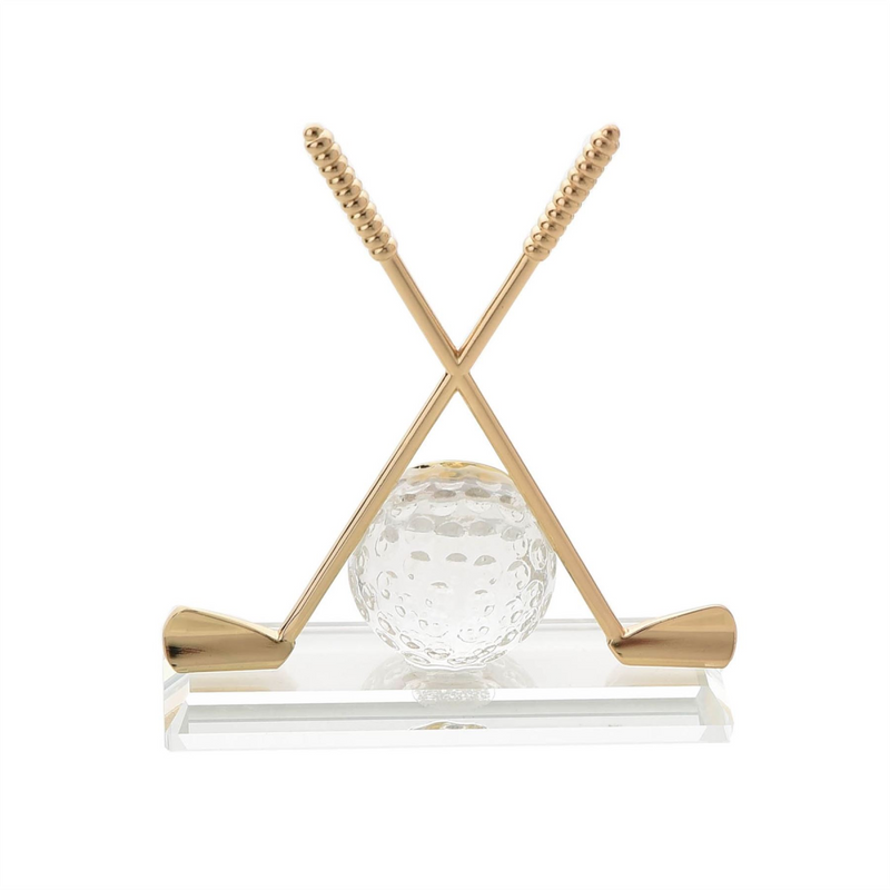Wm.Widdop Miniature Clock Crossed Golf Clubs with Glass Ball