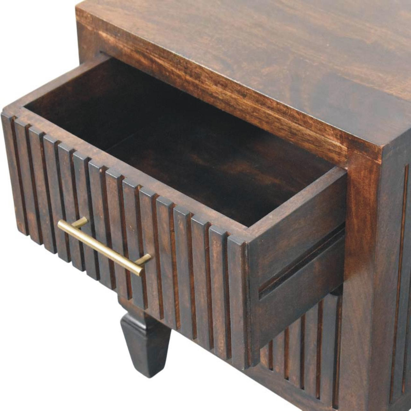 Artisan Furniture Solid Wood Belmont Nightstand, 2 Drawers, Dark Brown