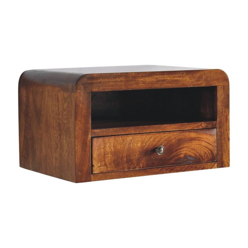 Artisan Furniture Solid Wood Chunky Chestnut 1 Drawer Wall Mounted Nightstand