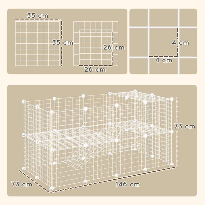 PawHut DIY Pet Playpen 36 Panel for Rabbit Chinchilla Hedgehog, White