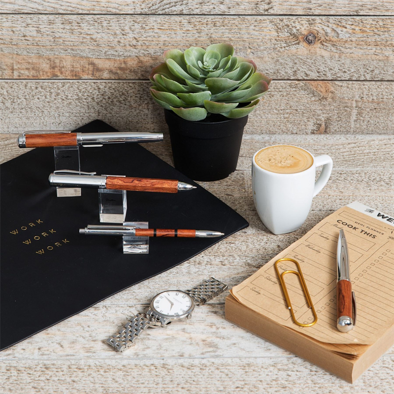 Stratton Rollerball & Ballpoint Pen Set - Wood & Chrome