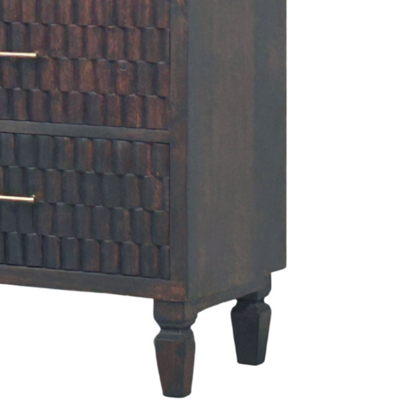 Artisan Furniture Solid Wood Arno Chest, 3 Drawers, Dark Brown