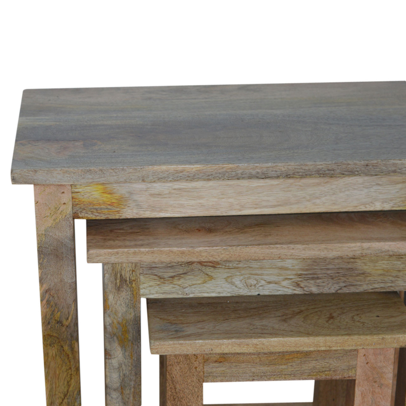 Artisan Furniture Country Solid Wood Stool Set of 3, Beige