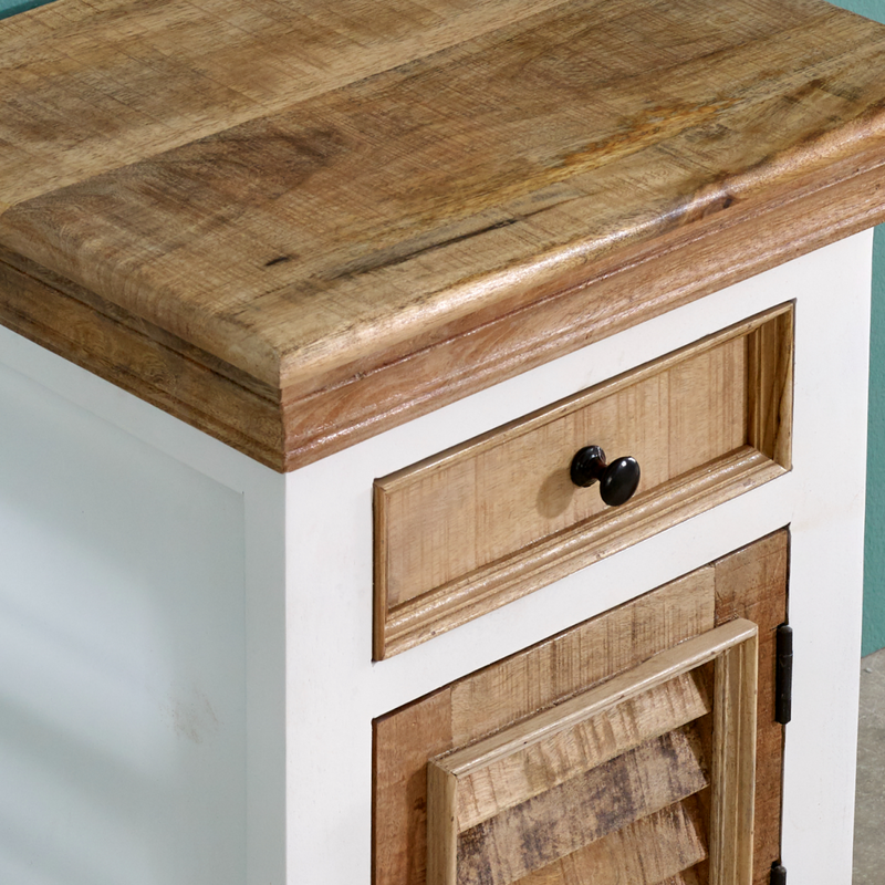 Alfie Solid Mango Wood Bedside Cabinet 1 Drawer  1 Door