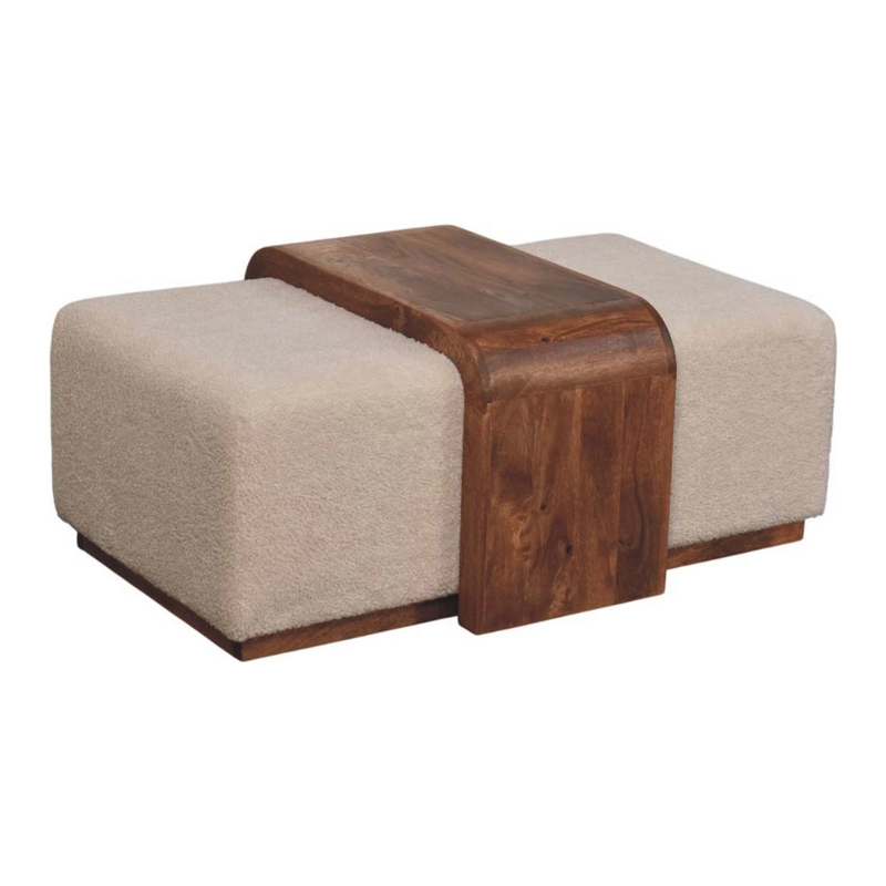 Artisan Furniture Solid Wood Arden Bench Duo, Upholstered, Brown & Cream