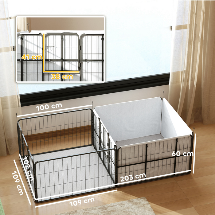 PawHut 7 Panel Whelping Box for Dogs and Puppies, Dog Playpen with Pee Pads