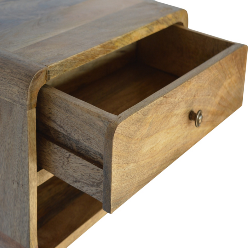 Artisan Furniture Solid Wood Floating Curve Open Slot Bedside