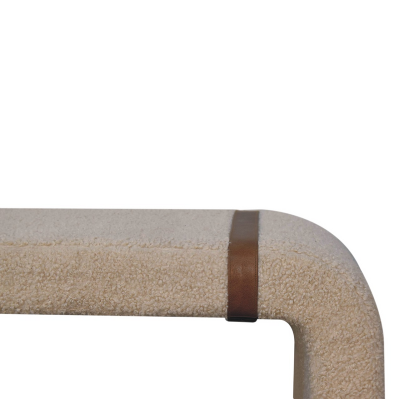 Artisan Furniture Solid Wood Boucle Leather Strap Bench
