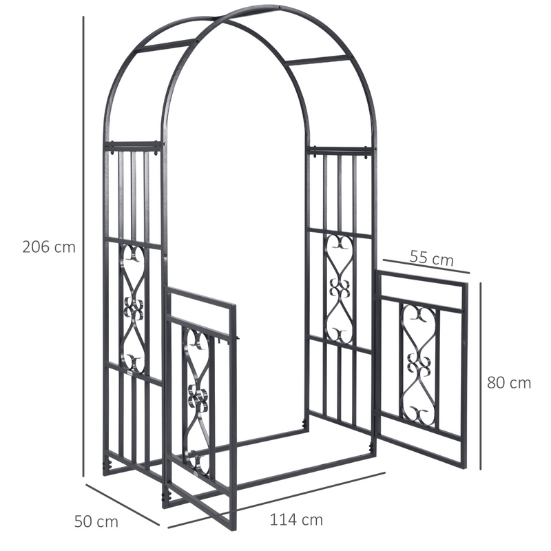 Outsunny Metal Garden Arch with Double Gate, Garden Arbor Climbing Plants