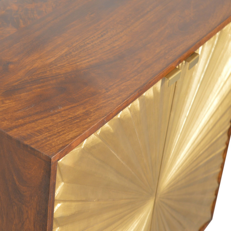 Artisan Furniture Solid Mango Wood Manila Gold Cabinet