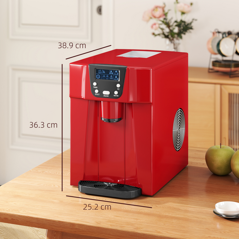 HOMCOM Ice Maker Machine and Water Dispenser 9 Ice Cubes Ready in 6-10 Mins