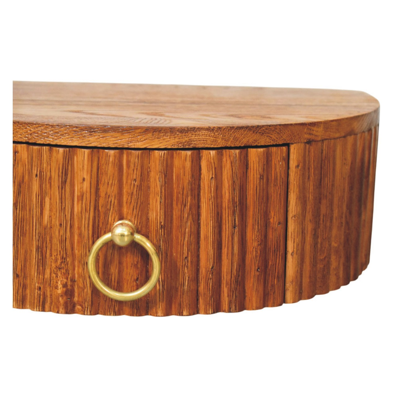 Artisan Furniture Solid Wood Ring Pull Wall Nightstand, 1 Drawer, Brown
