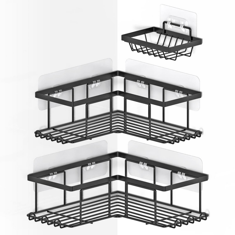 VINSANI 3pc BLACK SHOWER CADDY 1010501
