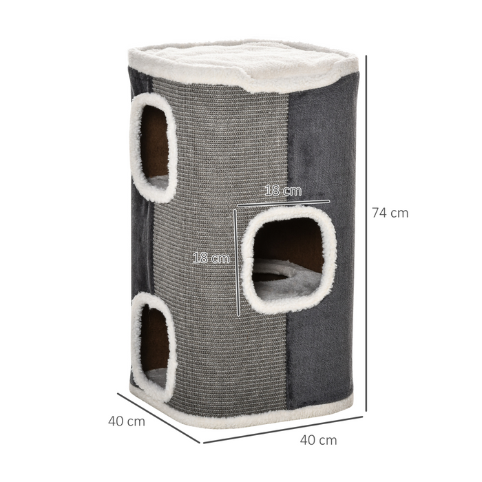 Cat Barrel Kitten Tree Tower Sisal Scratching Furniture Climbing Frame