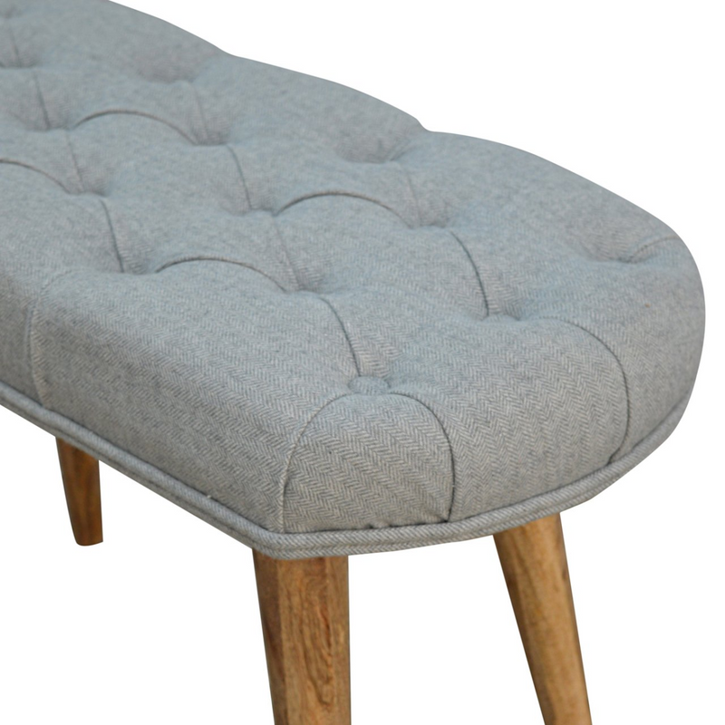 Artisan Furniture Solid Wood Deep Button Grey Tweed Bench