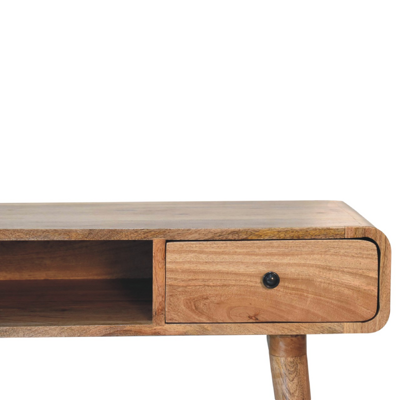 Artisan Furniture Solid Wood Curved Oak-ish Writing Desk