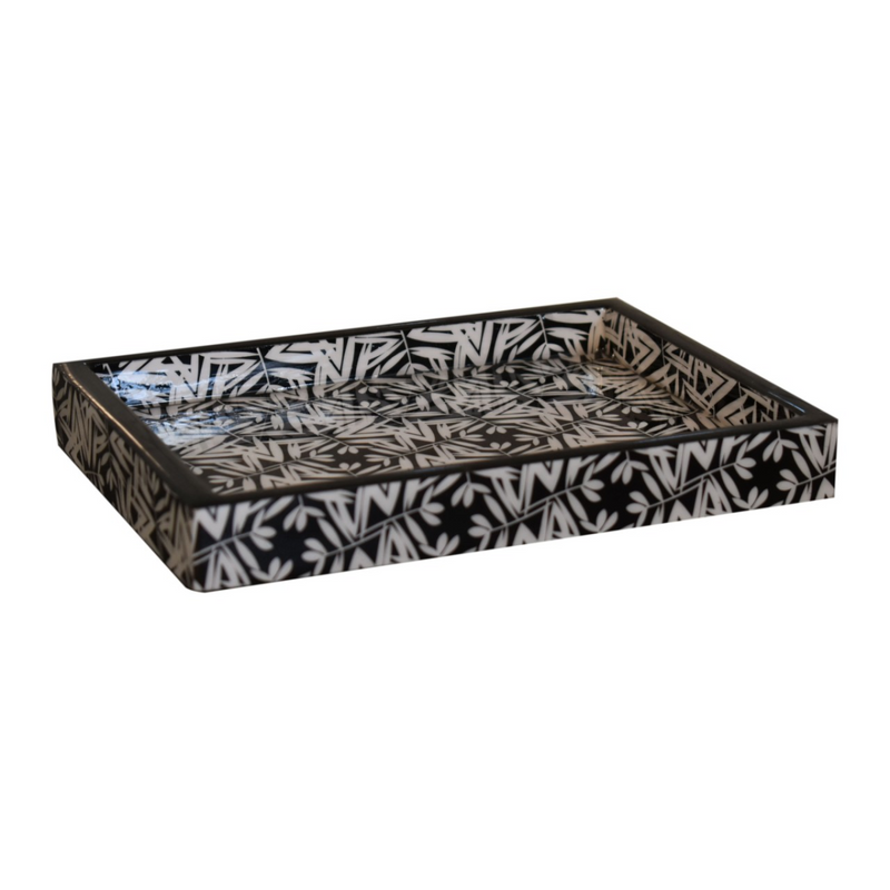 Artisan Furniture Bathroom Accessories - Aztec Print Wooden Bathroom Set of 6, Abstract Print