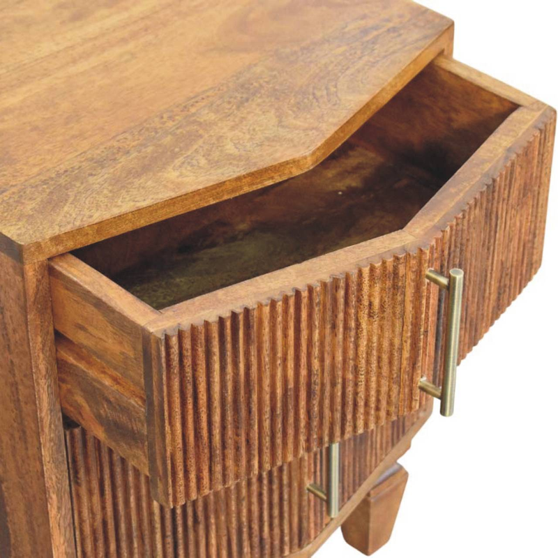 Artisan Furniture Solid Wood Louvre Bedside Unit, 2 Drawers, Brown