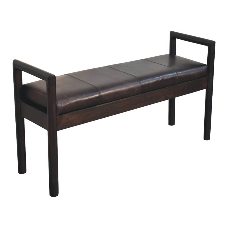 Artisan Furniture Solid Wood Gridline Bench, Upholstered, Black