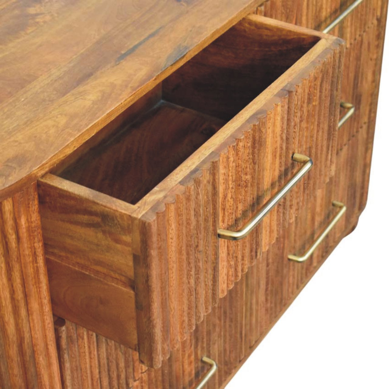 Artisan Furniture Solid Wood Ridgefront Chest - Amber Oak, 6 Drawers, Brown