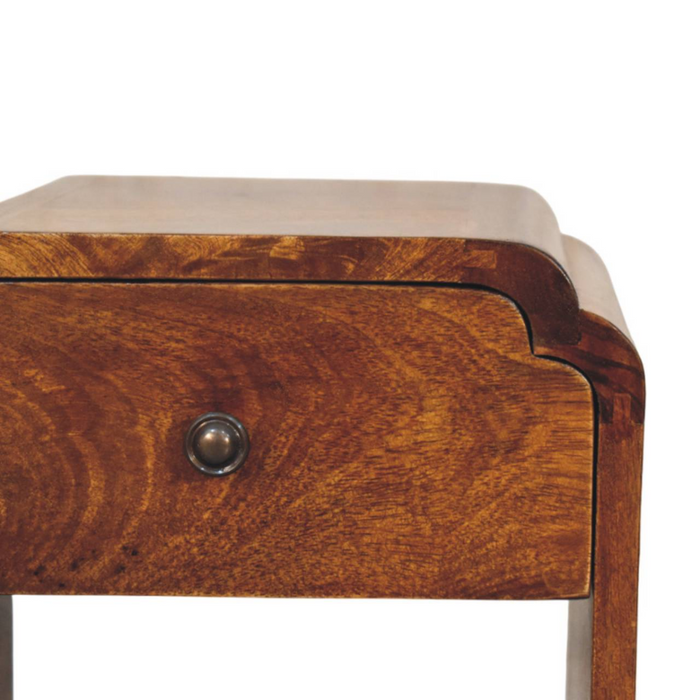Artisan Furniture Solid Wood Newton Mini Chestnut Nightstand with a drawer and open shelf