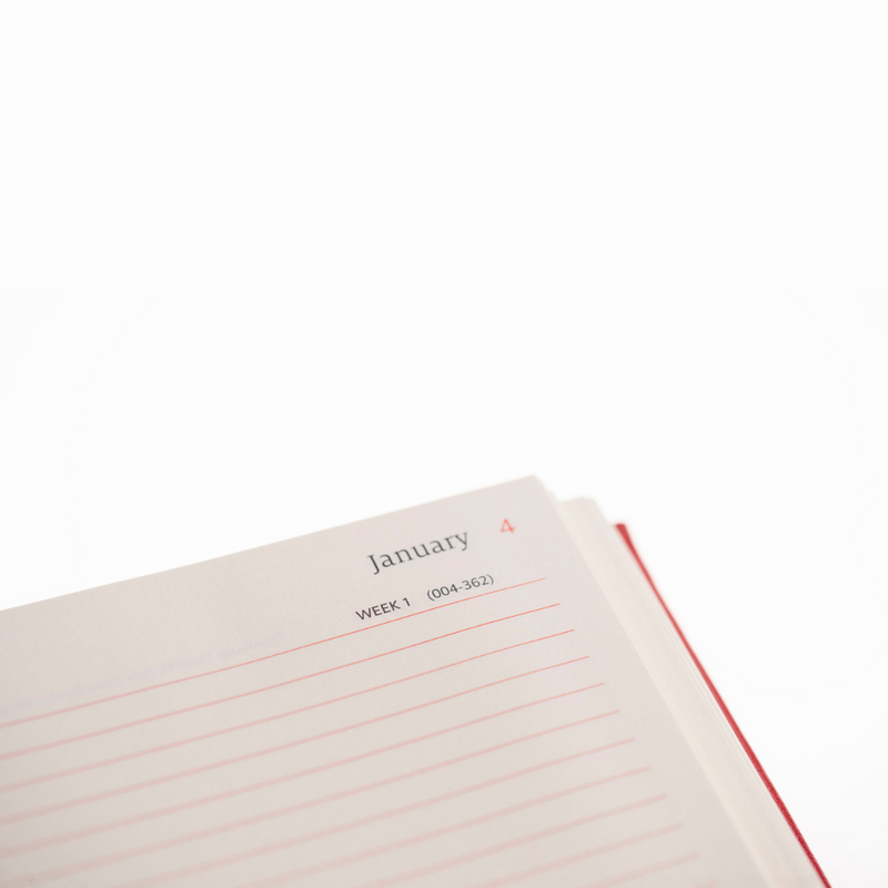 2026 Desk Diary - Day-a-Page Planner - Red