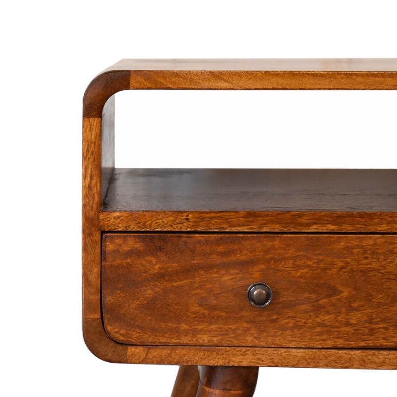 Artisan Furniture Solid Wood Mini Chestnut Curved Media Unit with 2 Drawers