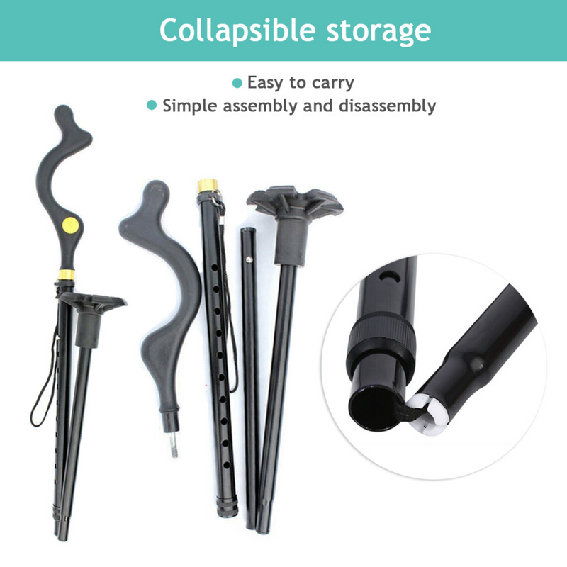 Collapsible Walking Stick 10 Levels Adjustable Height Travel Camping Hiking Walking  Cane