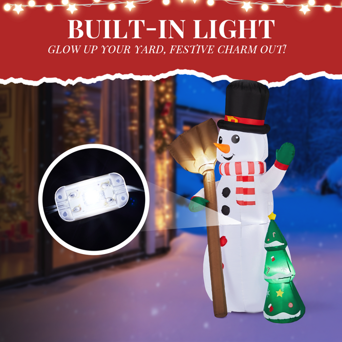 1.85M Lighted Christmas Inflatable Decoration, Inflatable Snowman Holding Groom, Funny Blow Up Yard Decorations with Built-in LED Lights for Holiday Party Front Yard Lawn Garden Decor