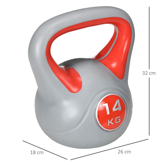 SPORTNOW 14kg Kettle Bell with Handle for Home Gym, Red and Grey