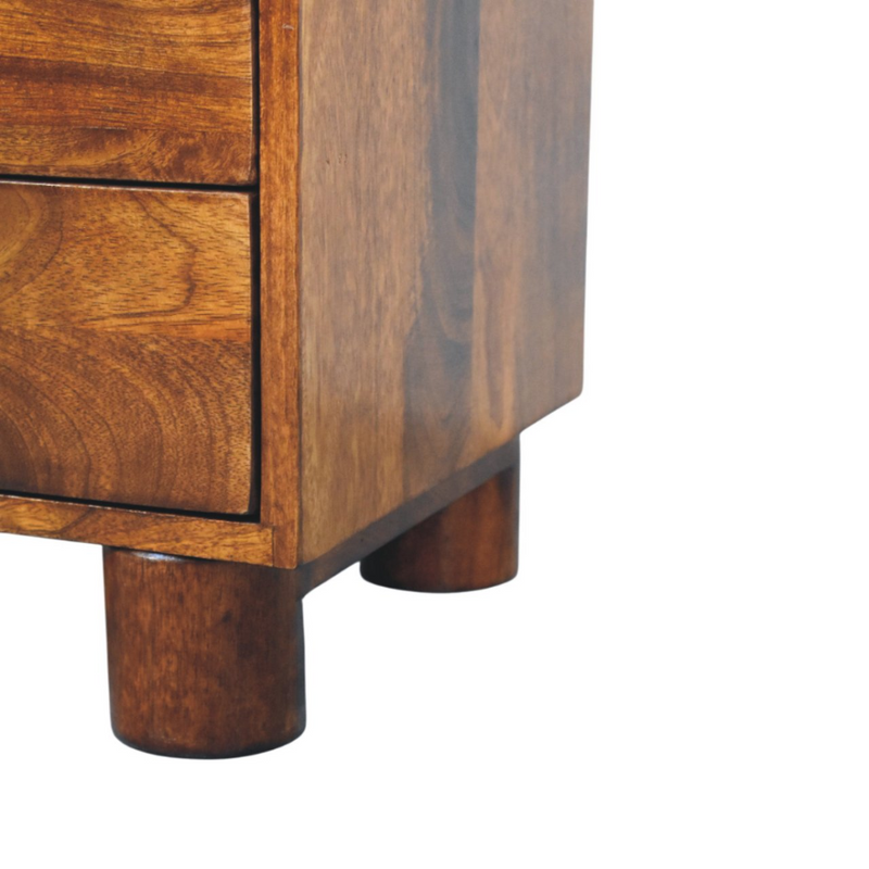 Artisan Furniture Solid Wood Tula Chestnut Nightstand, 2 Drawers, Dark Brown