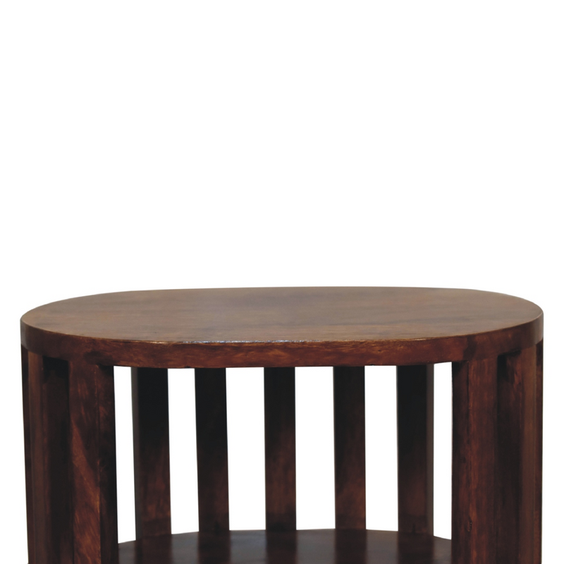 Artisan Furniture Solid Wood Ariella Double Shelf Chestnut Bedside, Brown, 2 Shelves