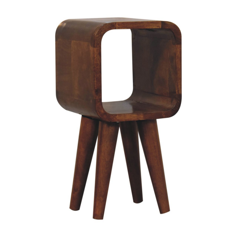 Artisan Furniture Solid Wood Extra Mini Minimalist Open Curved Chestnut Bedside