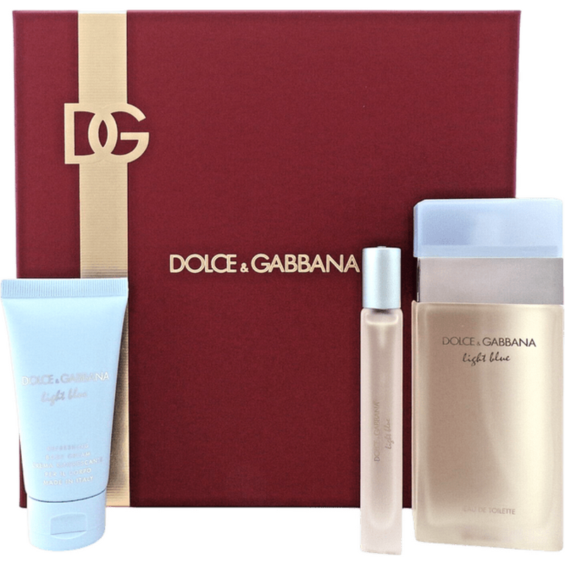 Dolce & Gabbana Light Blue Gift Set (Eau De Toilette 100ml  Body Cream 50ml  Eau De Toilette 10ml)