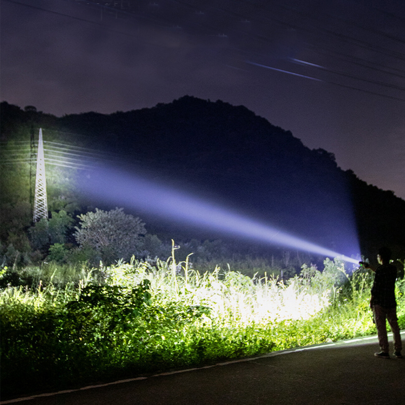USB Rechargeable LED Flashlight Retractable Torch 3-Mode Zoomable Security Light Outdoor Flashlight Set
