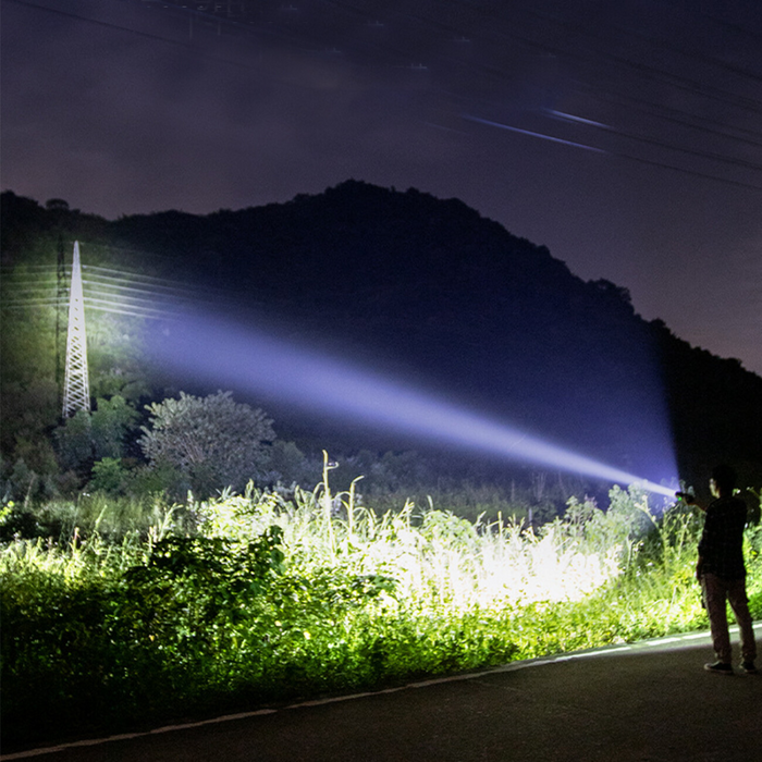 USB Rechargeable LED Flashlight Retractable Torch 3-Mode Zoomable Security Light Outdoor Flashlight Set