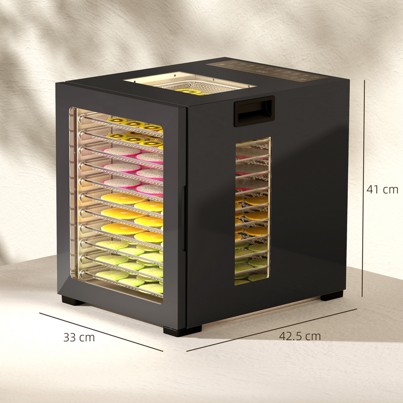 HOMCOM Food Dehydrator with 12 Stainless Steel Tray, 850W Food Dryer Machine