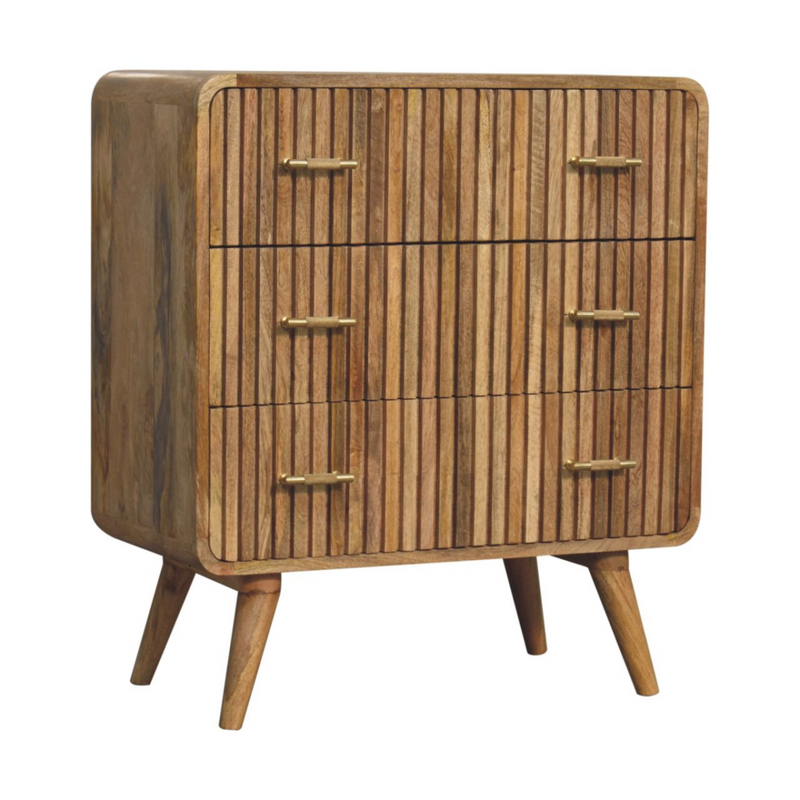 Artisan Furniture Solid Mango Wood T-bar Ridged Chest