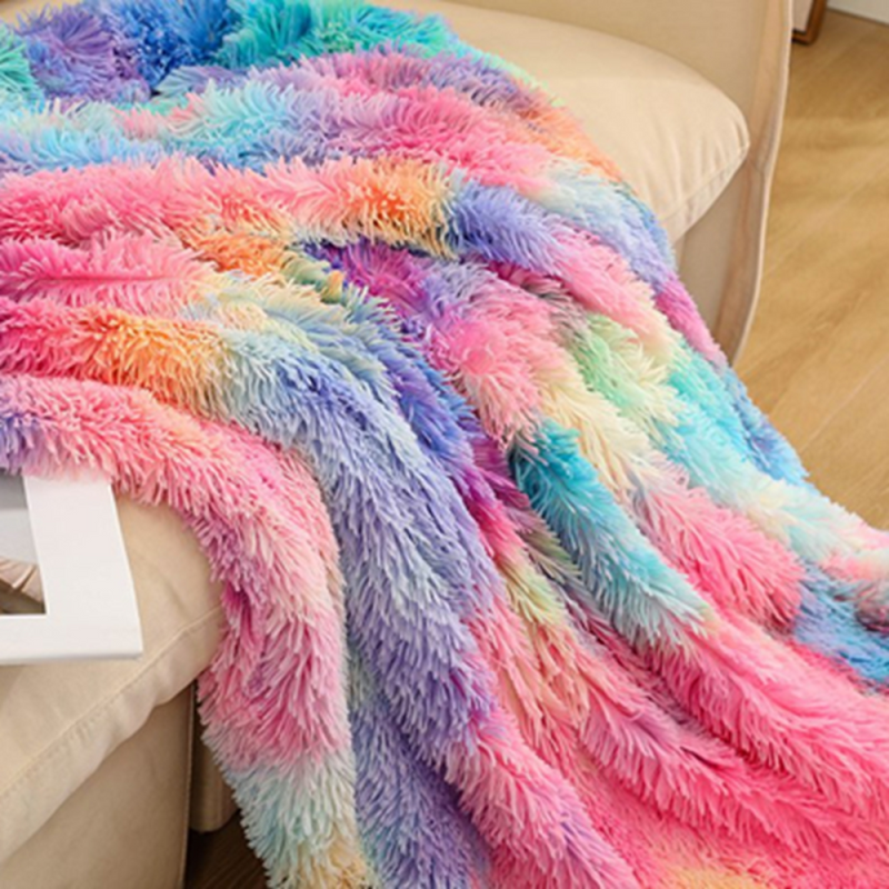 Rainbow Blanket, Throw Blanket, Fluffy Blanket 130×160 cm, Faux Fur Throw Blanket, Soft Warm Blanket, Wool Blanket, Sofa Blanket, Fleece Blanket, Bedspread