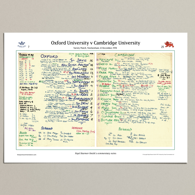 Oxford v Cambridge, Varsity Match Dec 1978 - Starmer-Smith