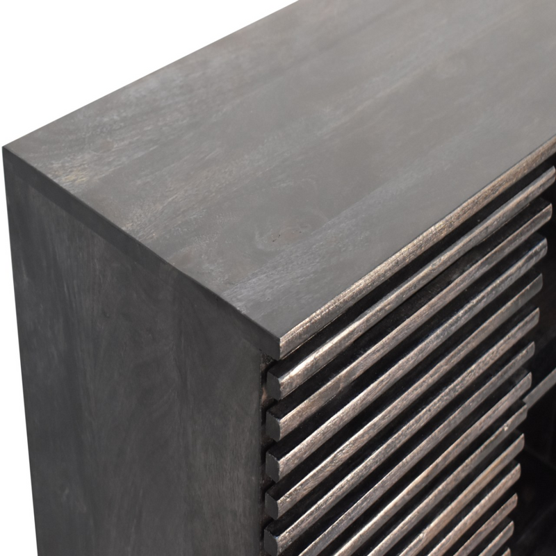Artisan Furniture Solid Wood Kobe Cabinet, Black, Sliding Door and 2 Drawers