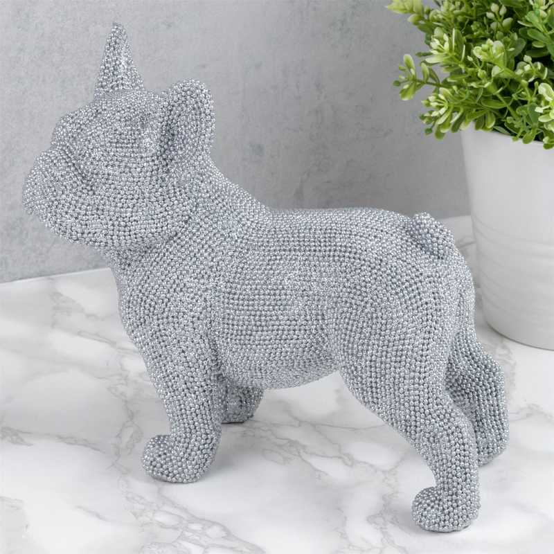 Diamante French Bulldog Standing Ornament 19 cm
