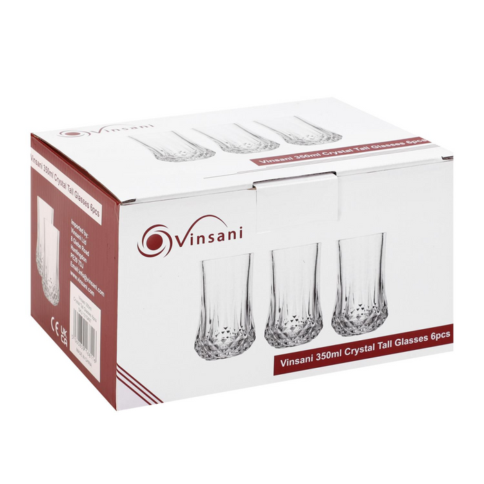 Vinsani 350ml Crystal Tall Glasses 6pcs 1010497