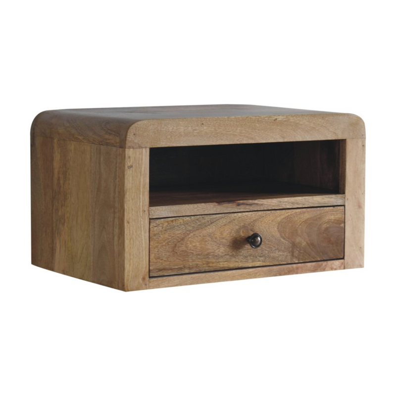 Artisan Furniture Solid Wood Chunky Oak-ish Floating Bedside